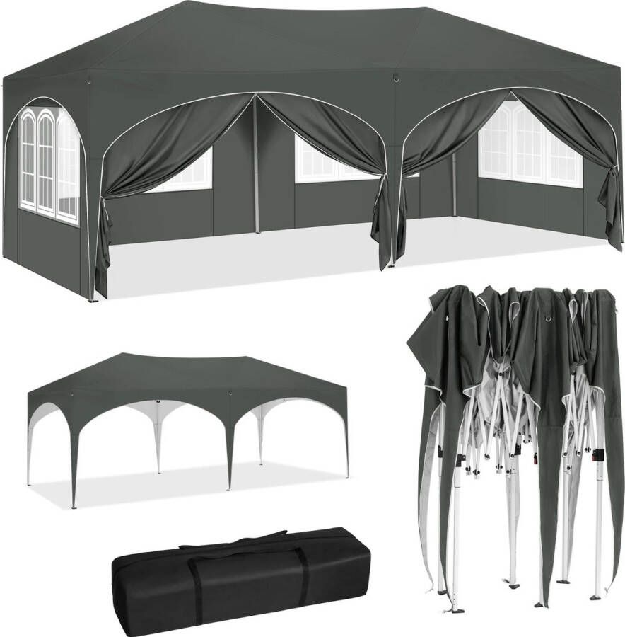 Roroa Partytent Partytenten Partytent Opvouwbaar Met Draagtas 3x6m Grijs Groen Blauw Beige