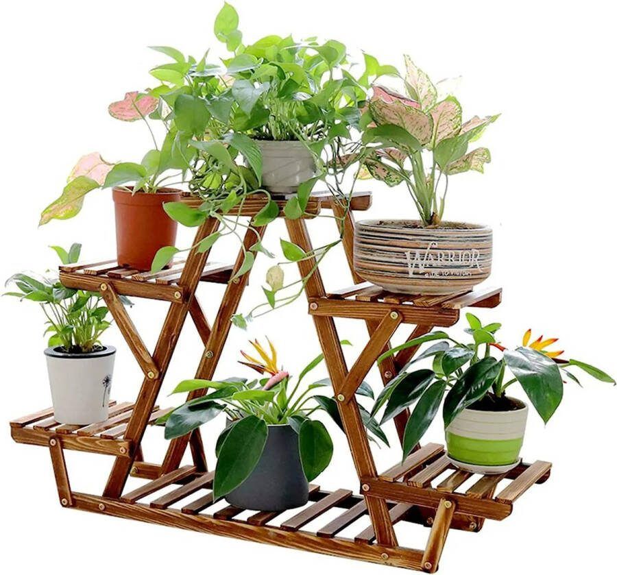 Roroa Plantentafel Plantenrek Plantenstandaard 61 Planken Plantenrek Binnen Plantenrek Buiten Hout Bruin Plantenzuil
