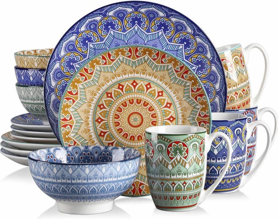 Roroa Serviesset Bohemian Serviesset 8 persoons Porselein Bohemian Patroon Bordenset Borden Servies Serviesset 8 persoons