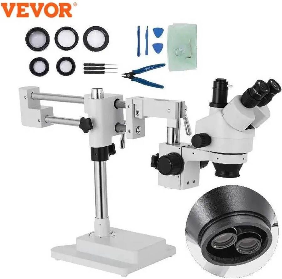 Roroa Trinoculaire Microscoop Digitale Stereo Microscoop 360 graden draaibaar 3 lenzen 3.5X 90X