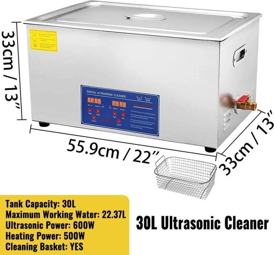 Roroa Ultrasoon Reiniger Mini Wasmachine Ultrasoon Reinigers Kleine Wasmachine 600W 30 L