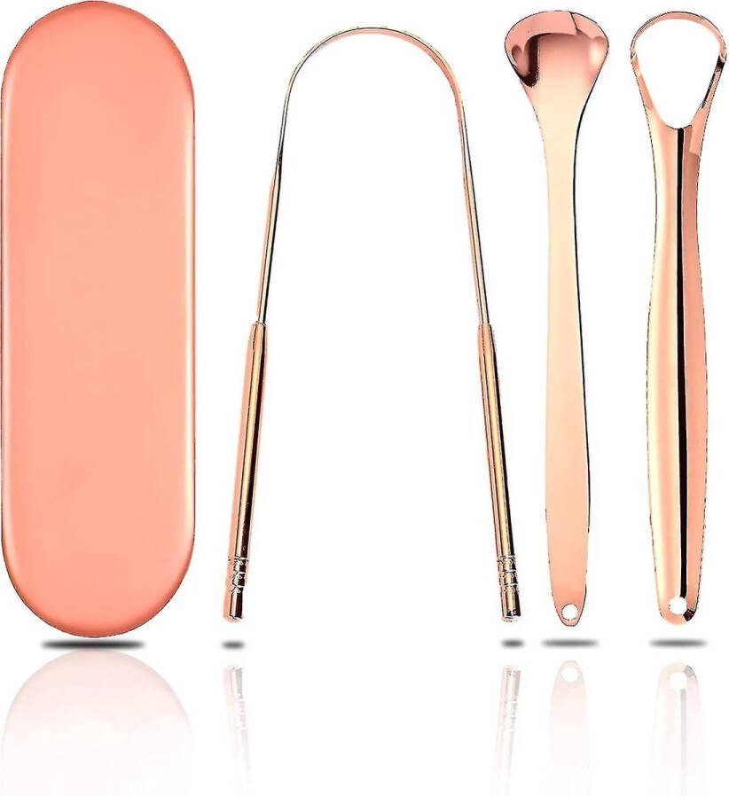 Rose RVS Tongschraper set voor Mondverzorging – Tongborstel – Tong hygiëne – Mondhygiëne Tongreiniger