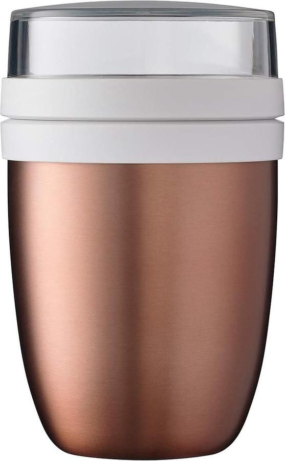 Roségoud – 500 ml praktische thermo-voedselcontainer yoghurtbeker to go beker – houdt gerechten lang warm of koel polypropyleen 500 + 200 ml