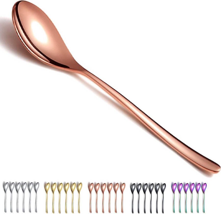 Roségouden eetlepels 6 stuks 20 3 cm roestvrij staal titanium coating roségoud eetlepel soeplepel bestekset robuust gemakkelijk te reinigen dessertlepel vaatwasmachinebestendig