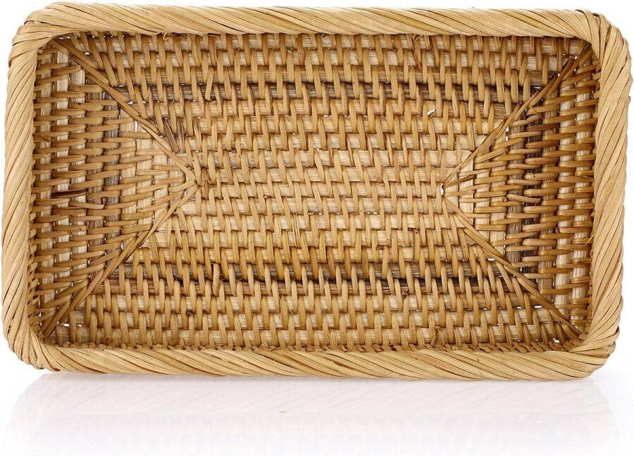 Rotan Dienblad Decoratieve Display Tray Opberglade Toilet Tank Papierlade Desktop Organizer Keuken Make-up IJdelheid Servet Kaars Ornament 25 cm Natuurlijke Kleur make up tafel