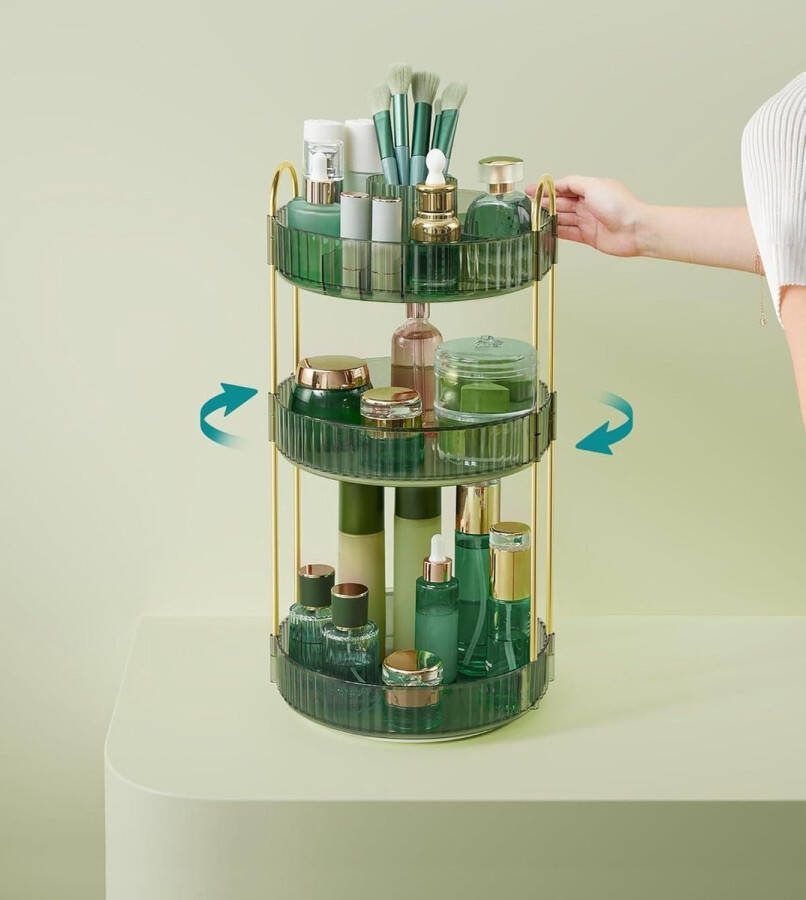 Roterende Cosmetische Organizer Make-up Opslag Verstelbare Kaptafel Lichtgroen