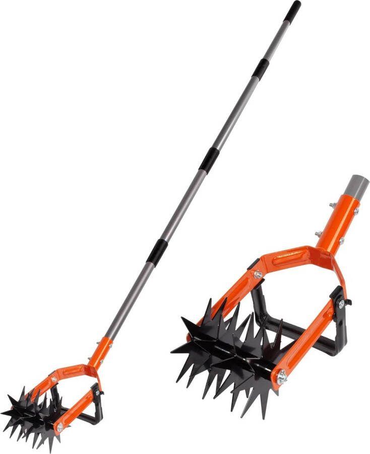 Roterende cultivator verstelbare tuincultivator tuinfrees 2-in-1 tuinwieder en kruimelcultivator cultivatorgereedschap voor het mengen van grond of het opnieuw inzaaien van gras Roterende cultivator