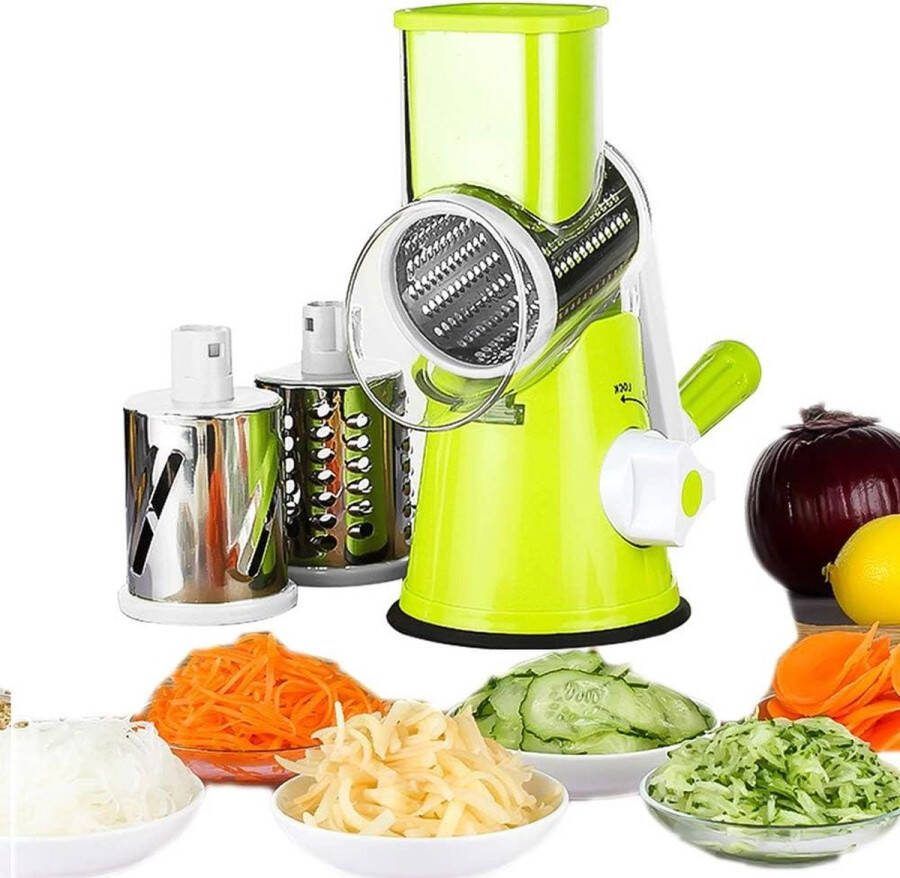 Roterende Kaasrasp Snijmachine met 3 Cilinders Plantaardige Mandoline Snijmachine Ultra Scherp en Roestvrij Staal