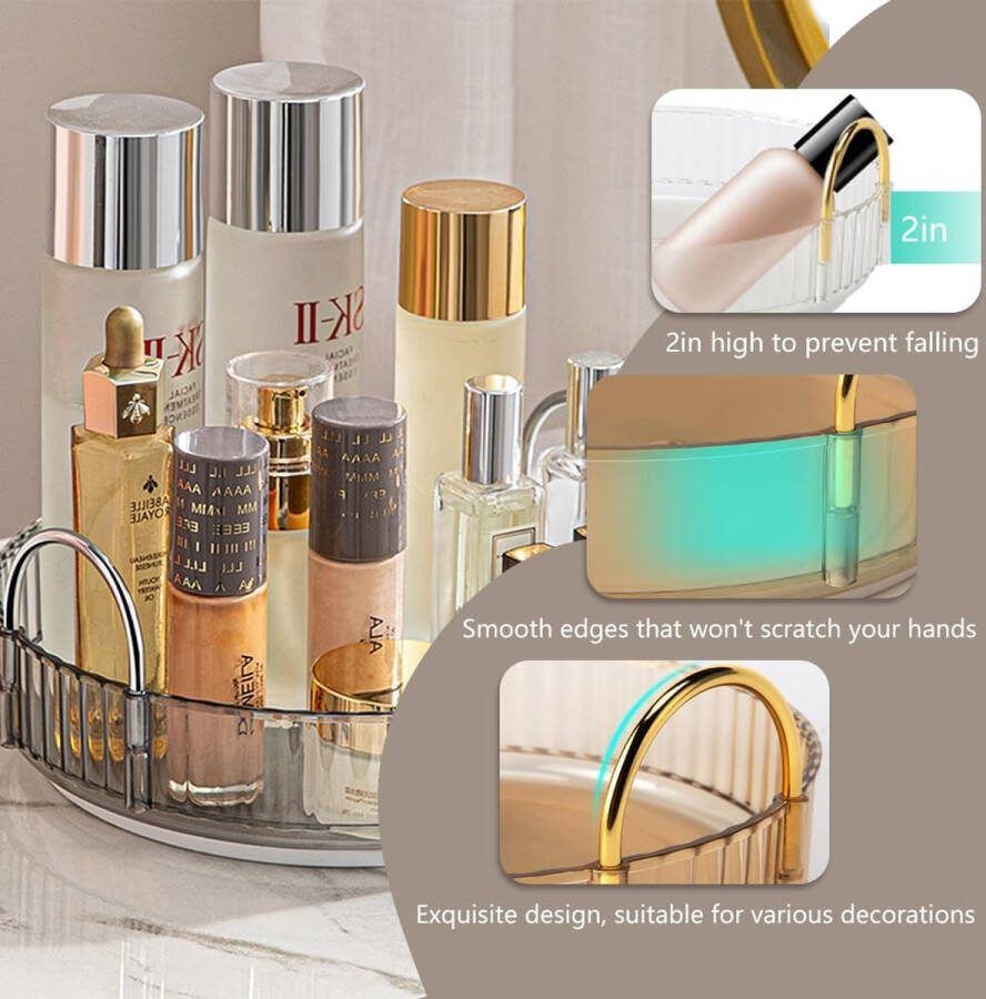 Roterende make-up organizer voor kaptafel roterende cosmetische opslag (1 laag rookgrijs)