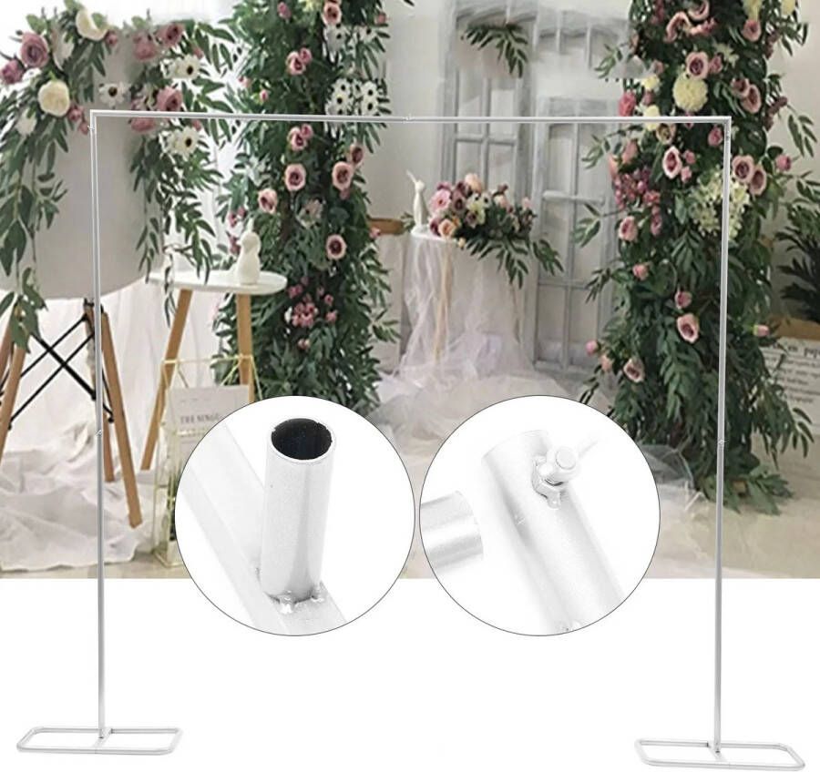Roxana Frame Bruiloft Frame Huwelijksfeest Zilver Verjaardag Boogdeur Bloemenrek Decoratief 210x200cm Metaal