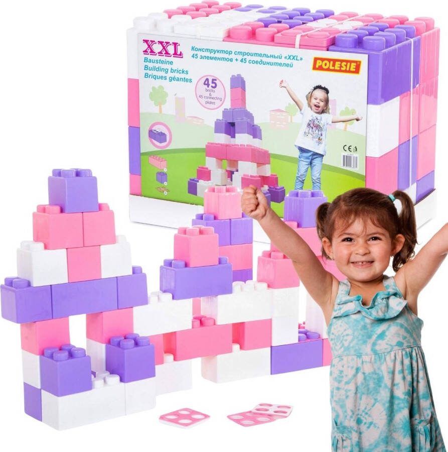 Roze Bouwblokken XXL 45 st. + Blokconnector