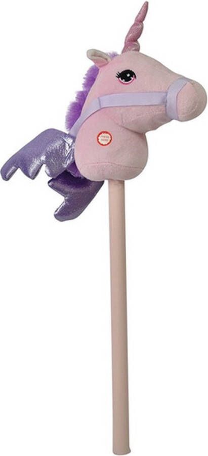 Merkloos Sans marque Roze eenhoorn stokpaardje met geluid 68 cm voor kinderen Pegasus unicorns Stokpaarden met hoorns Paarden pony liefhebbers Actief buitenspeelgoed voor jongens meisjes kinderen