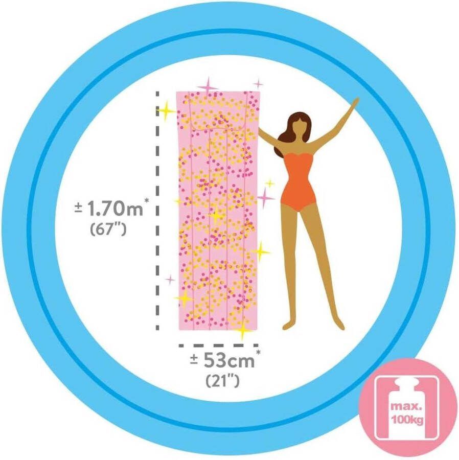 Roze Glitter Mat 170cm x 54cm x 15cm Opblaasbaar Matras waterhangmat