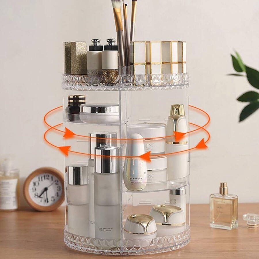 Roze make-up cosmetica organizer 360 graden roterend lippenstiftopberger huidverzorging opbergrek voor badkamer slaapkamer