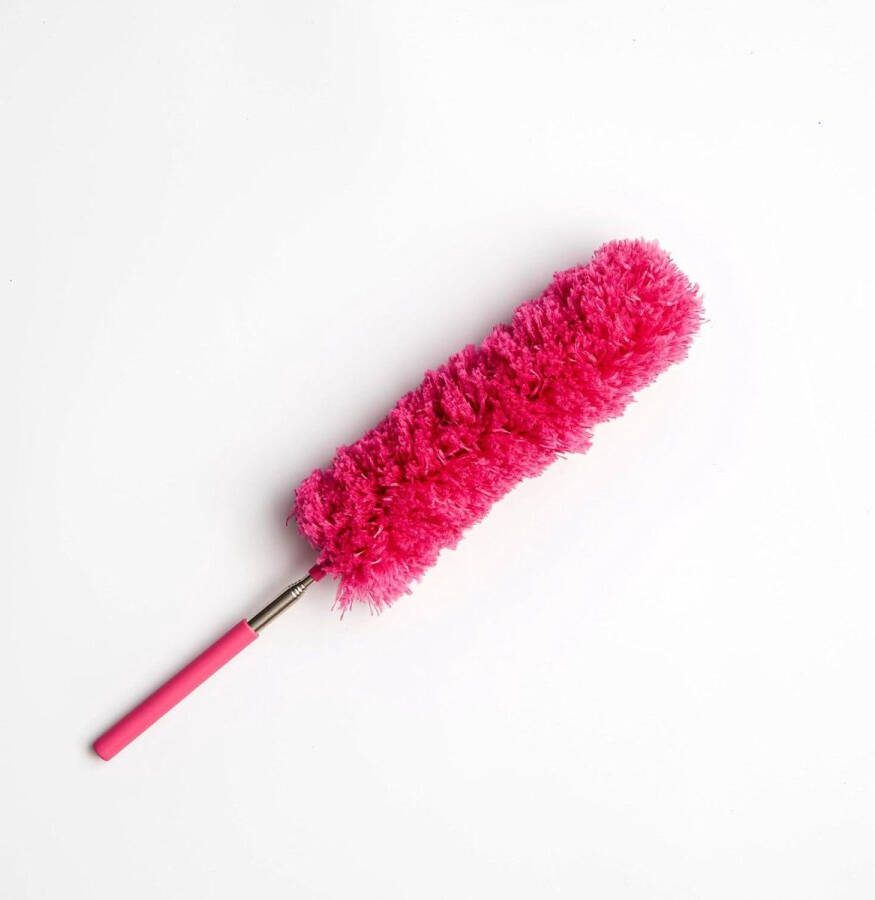 Roze uittrekbare stofdoek stofwisser telescopische steel microvezel verstelbaar 40-87 cm ragebol