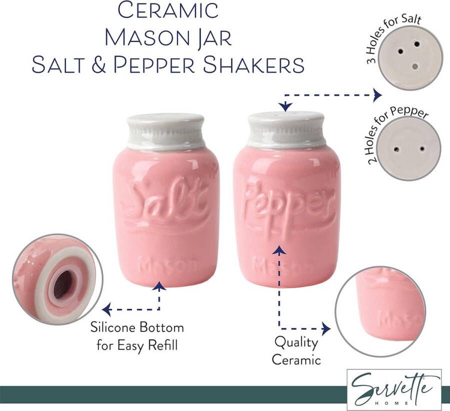 Roze Zout en Peper Shakers Keramische Mason Jar Kruidenpotten