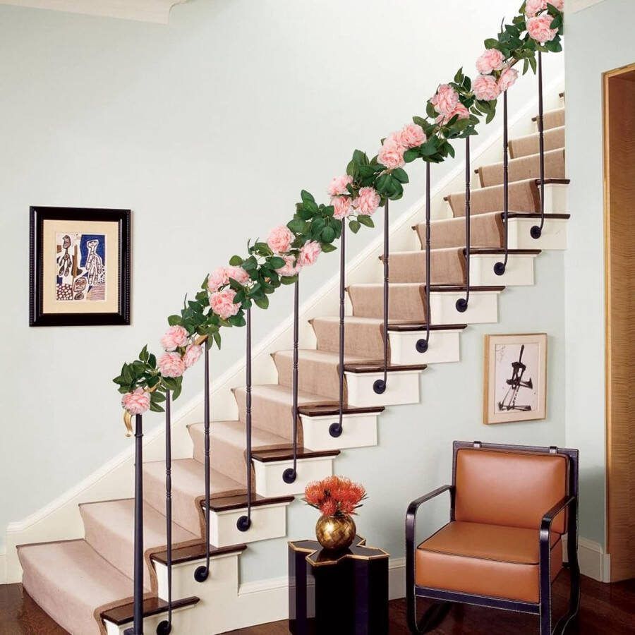 Rozenslinger 3 stuks (6 0 m) roze bloemenkrans kunstbloemen rozen slinger vintage pioenrozen slinger zijden bloemen hangende wijnstok voor bruiloft feest tuin decoratie Kerstmis