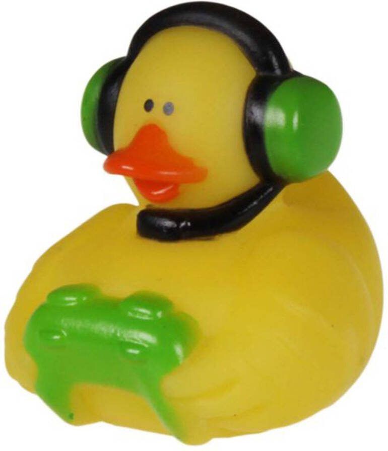 Rubber badeendje gamer groen badkamer fun artikelen size 5 cm kunststof speelgoed eendjes