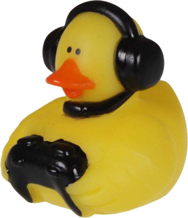 Rubber badeendje gamer zwart badkamer fun artikelen size 5 cm kunststof speelgoed eendjes