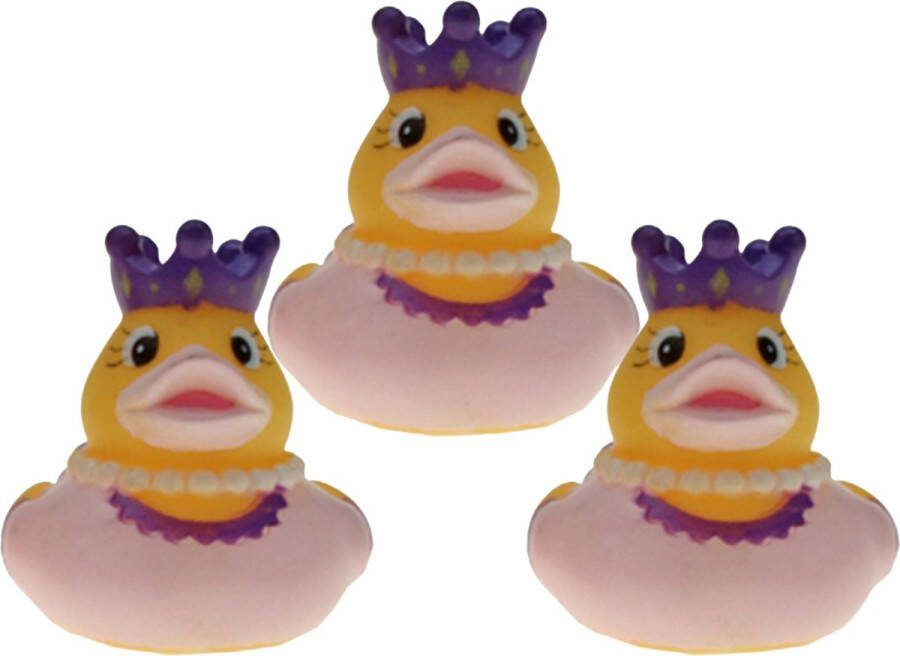 Rubber badeendje prinses 3x lichtroze badkamer fun artikelen size 5 cm kunststof speelgoed eendjes