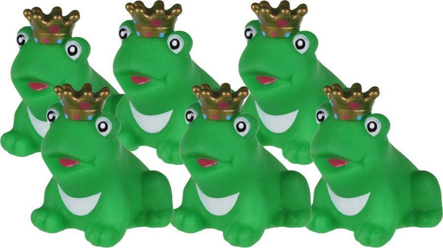 Rubber badeendje kikker koning 5x Classic groen badkamer fun artikelen size 5 cm kunststof water speelgoed kikkers
