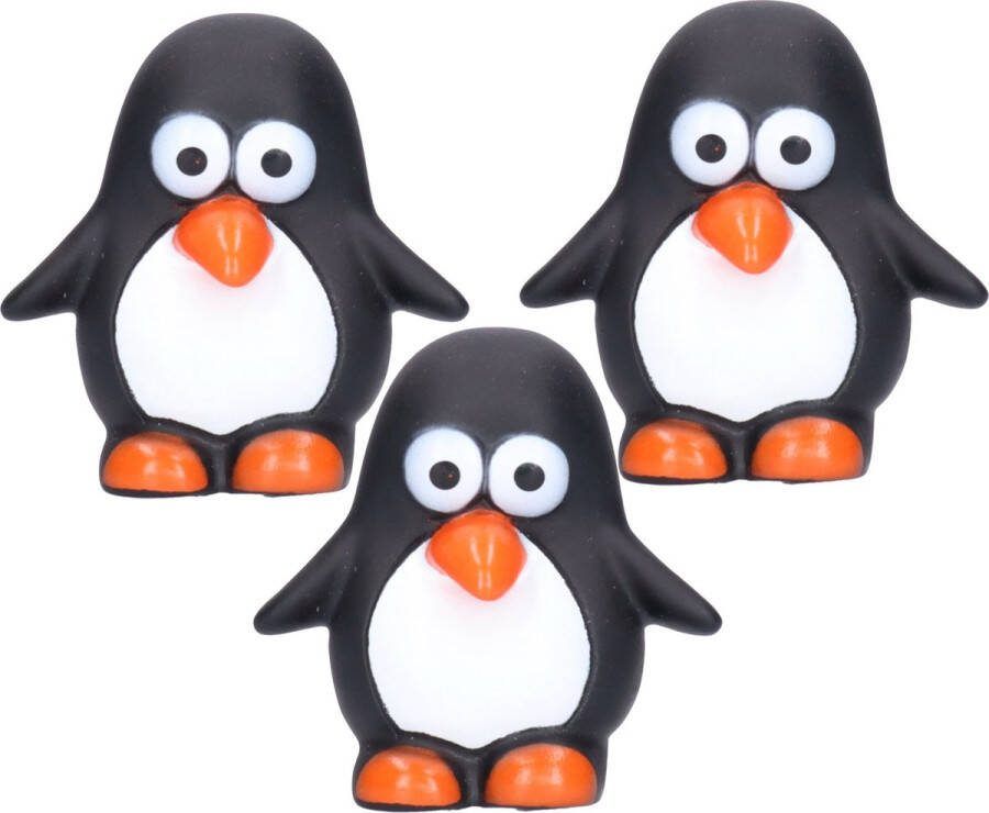 Rubber badeendje pinguin 3x Classic zwart badkamer fun artikelen size 6 cm kunststof water speelgoed pinguins