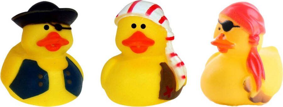 Rubber badeendjes piraten mix 6x stuks badkamer fun artikelen size 5 cm kunststof verschillende karakters