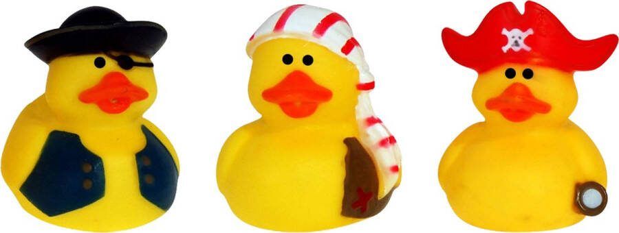 Rubber badeendjes piraten mix 6x stuks badkamer fun artikelen size 5 cm kunststof verschillende karakters