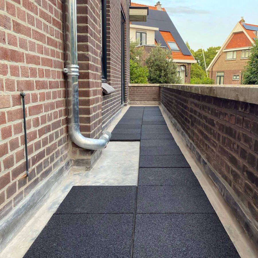 Rubbermagazijn Rubber dakterrastegel zwart 10 stuks Per 1 6 m² 40x40x2 5cm