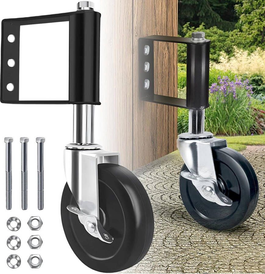 Rubber veerbelaste poortwielen 102 mm draaglast 125 kg geveerde looprol zwenkwielen schuifpoorten houten deuren hekken tuinpoorten