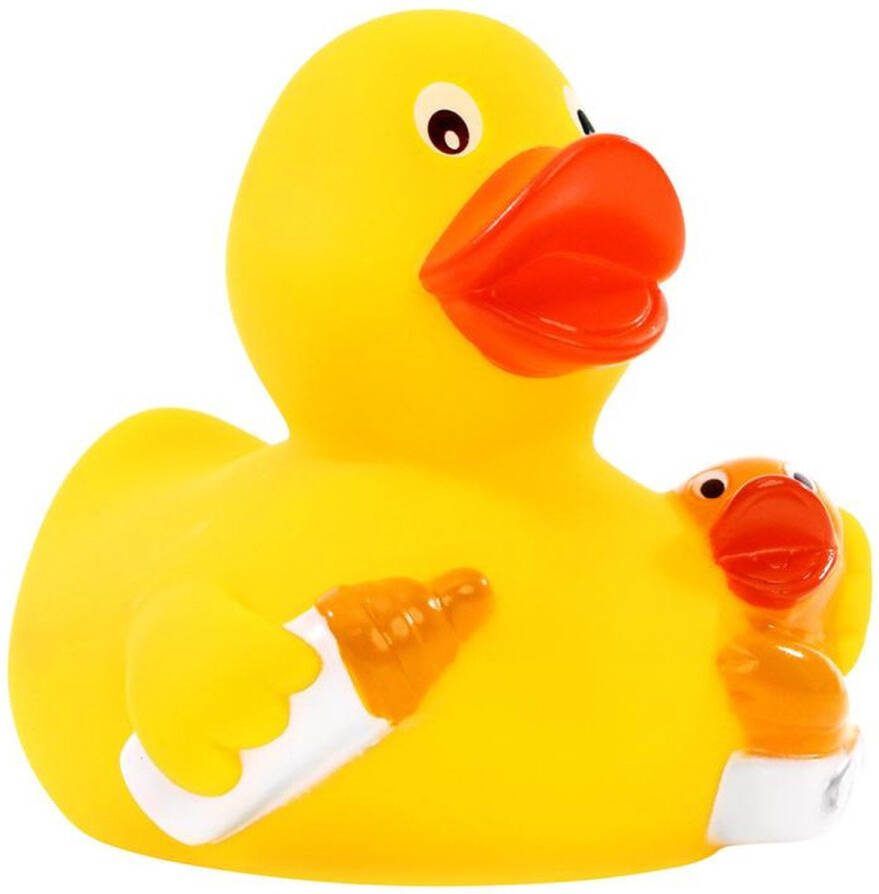 Merkloos Rubberen Badeendje Mama En Baby Eend Geel 8 Cm Badeendjes