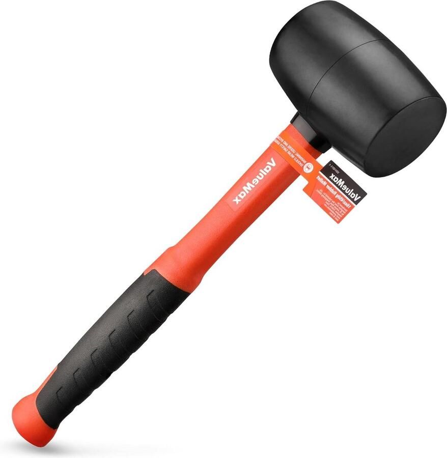 Rubberen Hamer 16 oz 450 g Massieve rubberen kop glasvezelas Duurzame ergonomische zachte grip Tegels metselen huisonderhoud Metselhamer met zachte grip