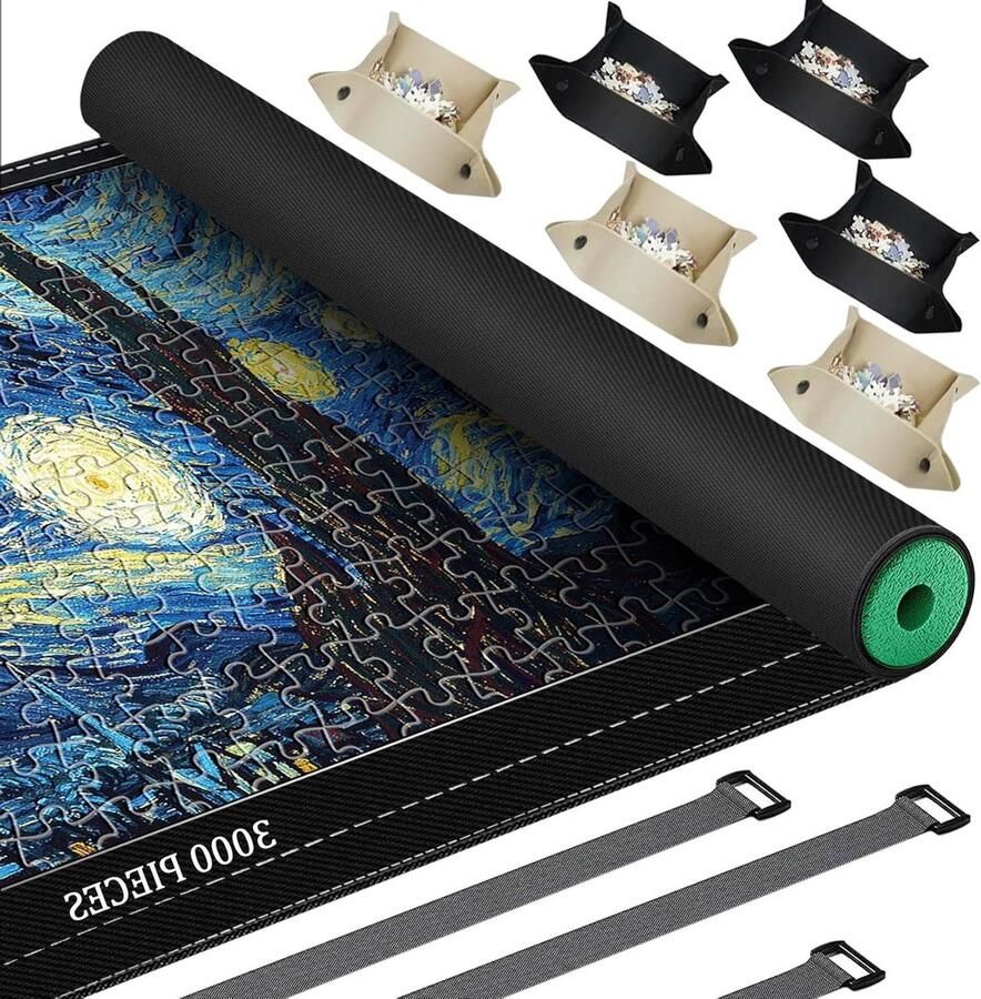 Rubberen puzzelmat oprolbaar set van 3000 2000 1500 1000 stuks opbergbakjes tafelbord lijmvellen frame opbergaccessoires volwassenen geschenken