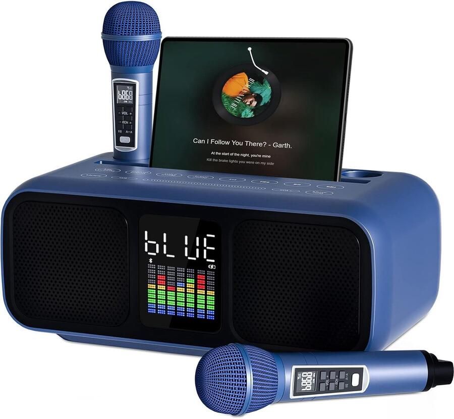 RUBEHOOW Karaoke Machine 318 2 Draadloze Microfoons Touchscreen Bediening