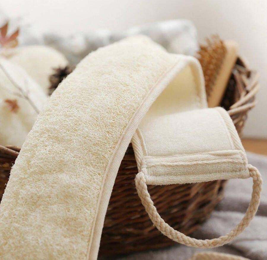 Merkloos Sans marque Rug Spons Scrubber van Loofah Scrubborstel Doucheborstel Badborstel Massageborstel Scrub Massage Douche & Bad Lichaam Borstel Wit 70cm