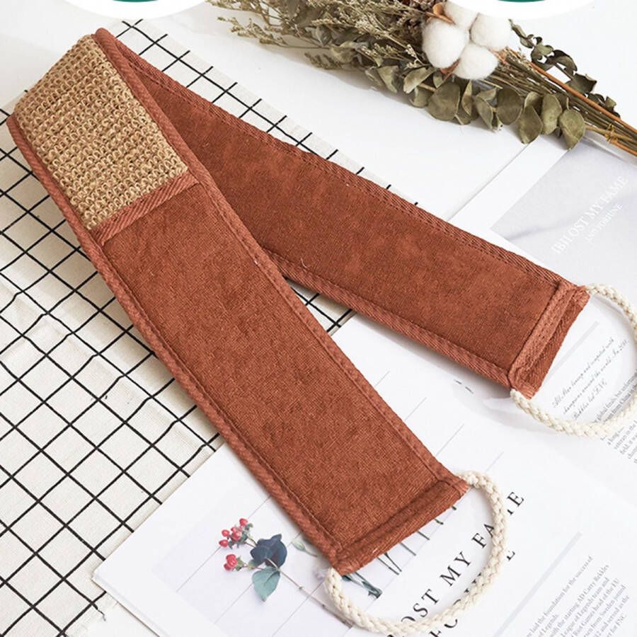 Merkloos Sans marque Rugscrubber bruin Jute Massage borstel Badborstel rugborstel Sisal Scrub Rug scrubber