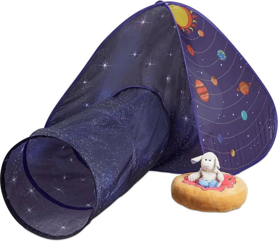 Ruimte pop-up speeltent met tunnel voor kinderen Binnen en buiten speeltentje HBD 90x170x100 cm Bont