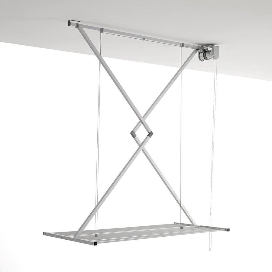 Ruimtebesparend inklapbaar droogrek voor bevestiging aan plafond Grijs 150 Foxydry Mini wanddroogrek