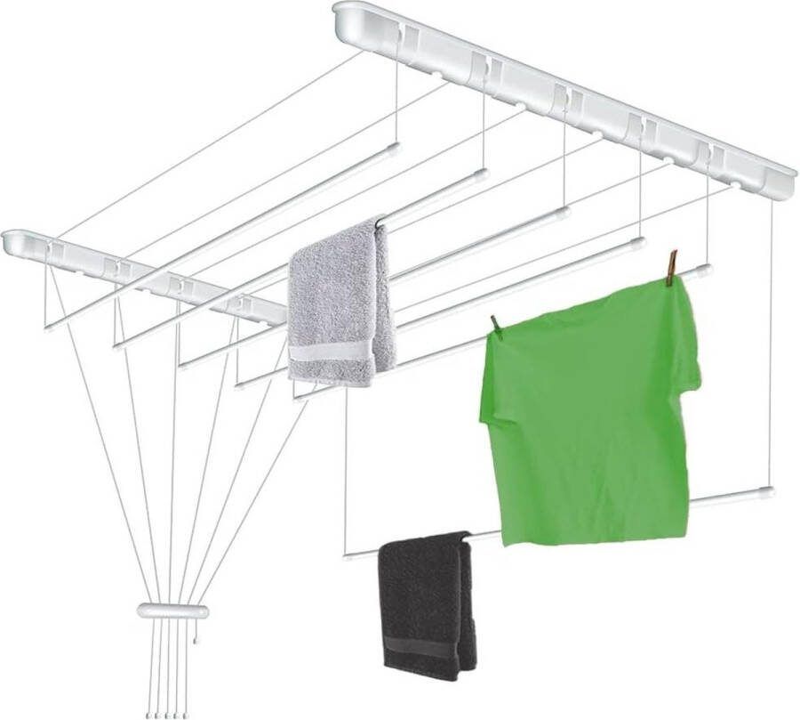 Ruimtebesparende Plafondwasdroger Badkuip Droogrek Wit 110 cm Badkameraccessoires