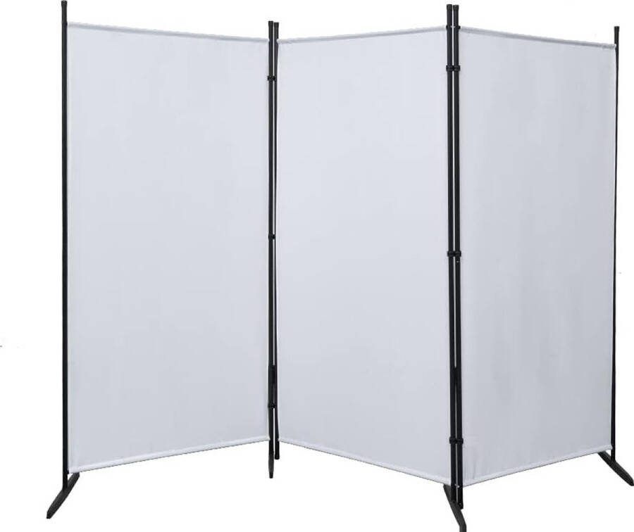 Ruimteverdeler scheidingswand binnen tuin scheidingswand Spaanse wand balkon inkijkbescherming kamerscherm van stof 3-delig voor kantoren 260 x 177 cm wit