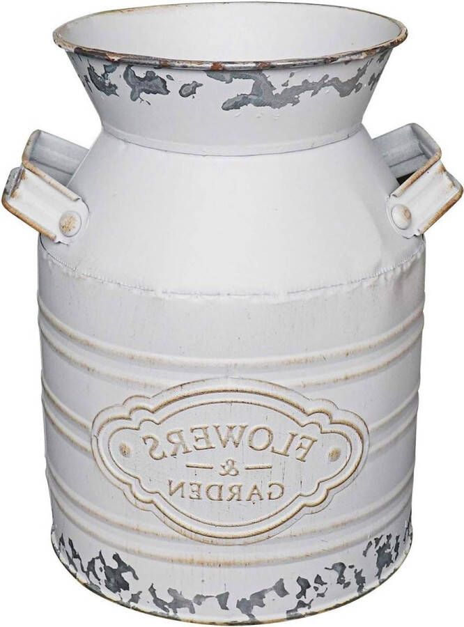 Rustieke gegalvaniseerde melkblik vaas vintage witte kruik shabby chic emmer vaas decoratieve boerderij pot primitieve water kruik vaas 79 H