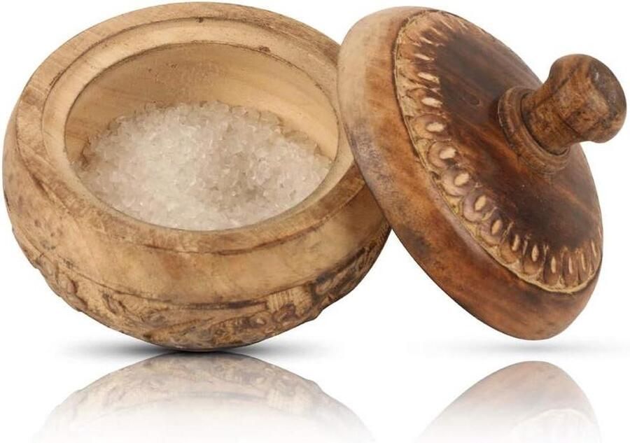 Rustieke Houten Suikerkom met Deksel Brede Mond Snoep Behandel Jar Spice Jar Houder Condiment Noten Serveerschaal Pot Zout Kruid Losse Blad Thee Opslag Container Nieuwigheid Huis & Keuken