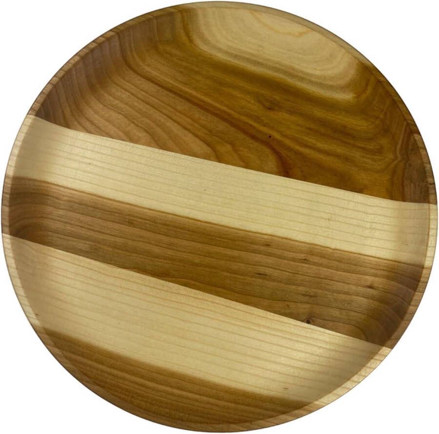 Rustieke kersenhouten serveerschaal houten ronde plaat voor snacks kaasplank fruitschaal kaarsenhouder (30 cm 118 inch)