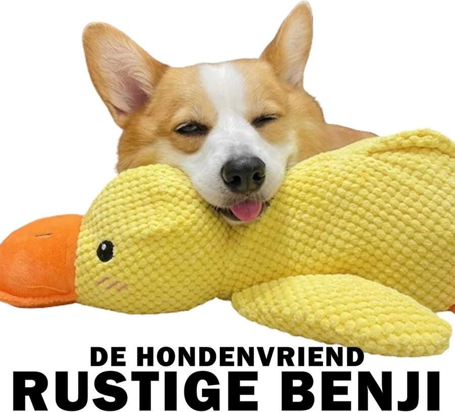Rustige Benji de Hondenvriend Knuffel Eend Kalmerend Rustgevend Maakt lief eendengeluid Kwaakt