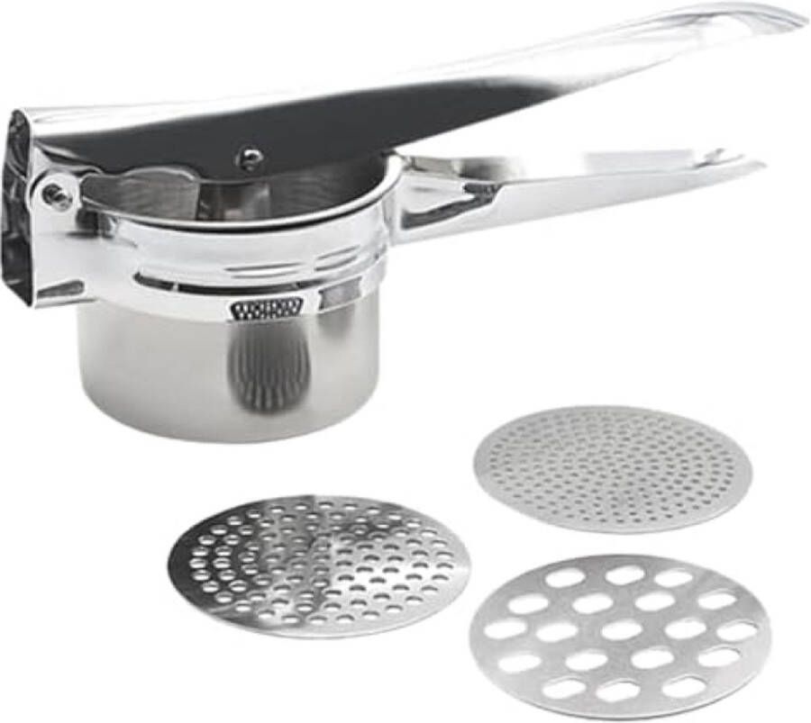 RVS Aardappelstamper met 3 verwisselbare gaten Zware voedselpers voor puree fruit groenten