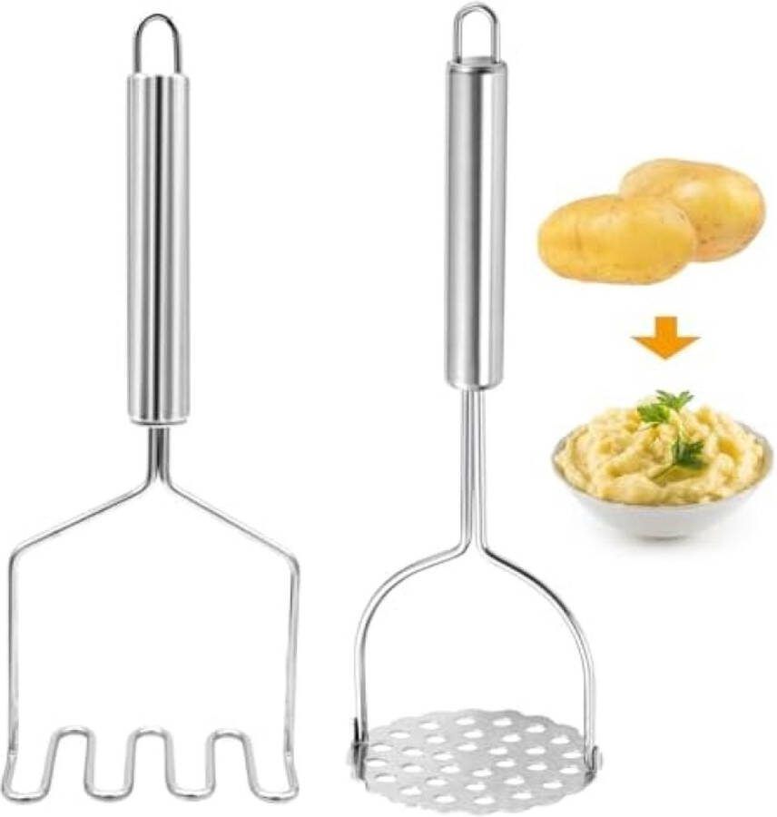 RVS Aardappelstamper Set van 2 Keukentool voor Aardappelpuree en Meer