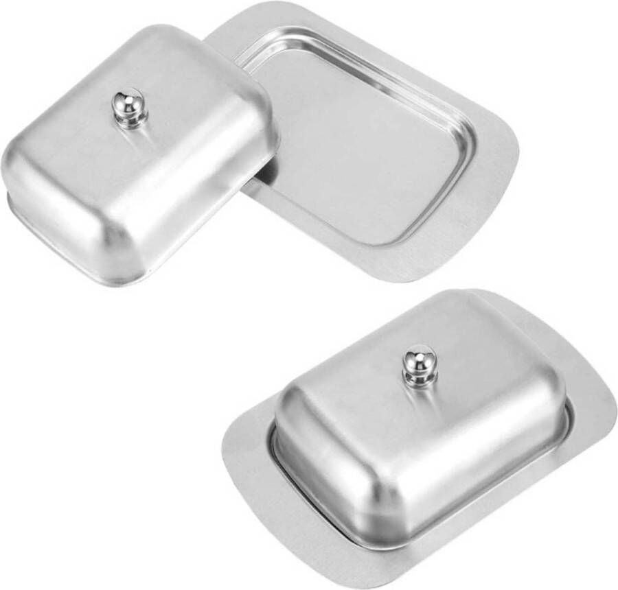 Rvs Botervloot Klassieke Botervloot Met Deksel Metalen Boter Keeper Boter Container Teller Boter Houder 2 Stuks butter dish with lid
