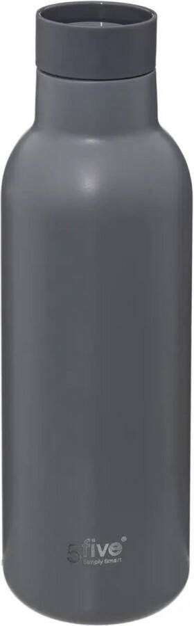 RVS drinkfles 450 ml met dop 360° Grijs duw dop waterfles thermosfles Met dubbele wand Thermosbeker Koffie Thee en Koele dranken Travel Mug
