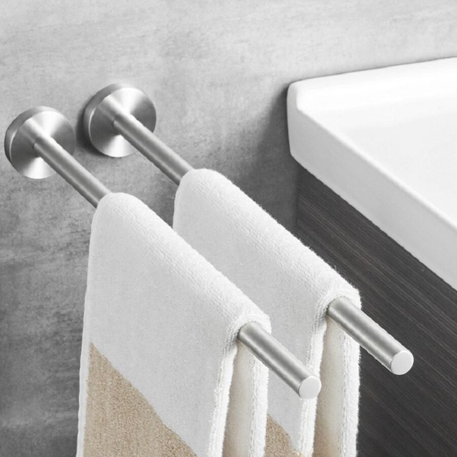 RVS handdoekenrek 2 stuks Enkelpolig handdoekenrek Zilver 40CM Glad oppervlak roestvrij Geschikt voor hotels badkamers toiletten