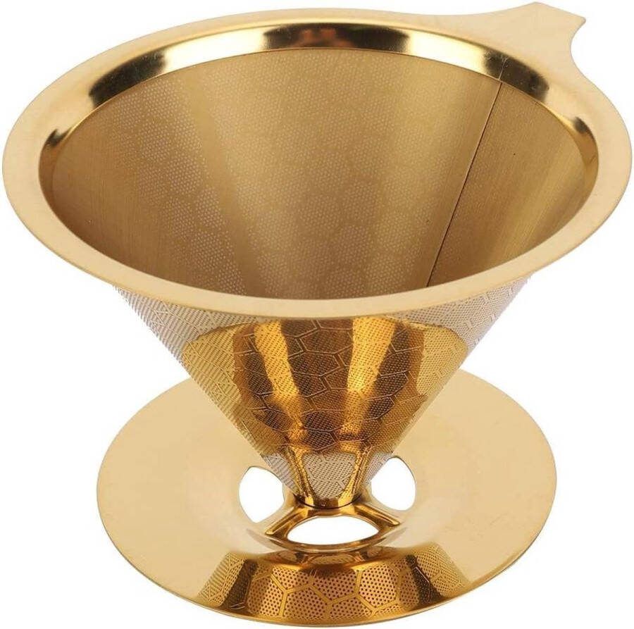 RVS Herbruikbare Giet-Over Koffiefilter Goud Honeycombed Koffie Dripper Nieuw